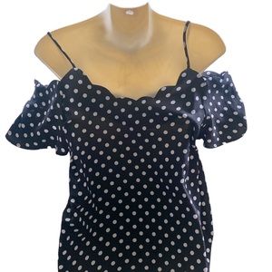 Cold shoulder polka dot blouse